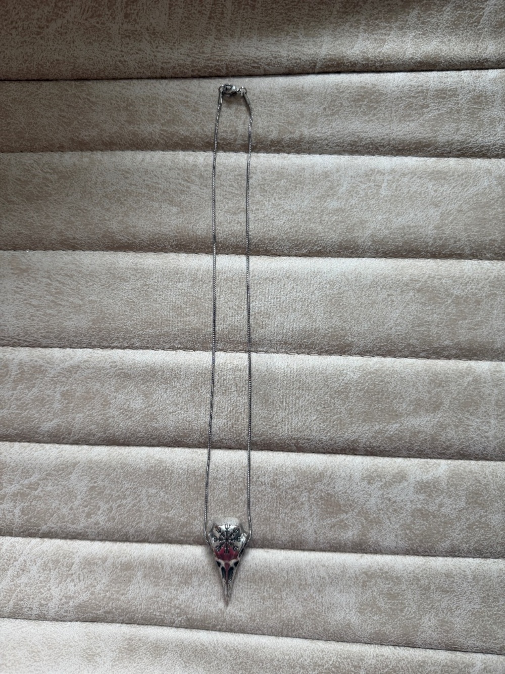 Viking Helm of Awe Raven Skull Pendant Steel Necklace